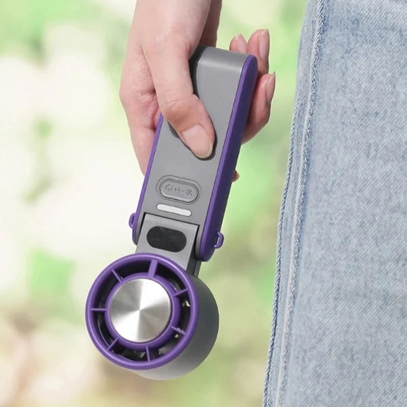 Ice Pack Refrigeration Small Fan High Speed Handheld Outdoor Portable Foldable Hanging Neckdigital Display Regulation Fan